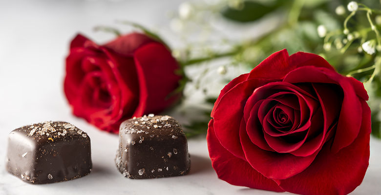 Rote Rosen und Meersalzpralinen